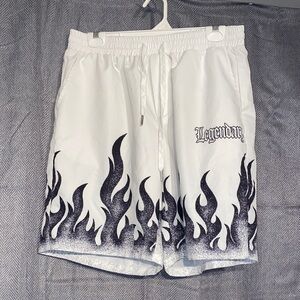 Legendary White and Black Flame Men Shorts